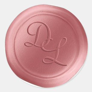 Salmon Pink 2 Letter Monogram Wax Seal Stickers