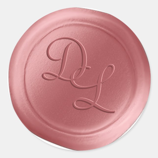 Salmon Pink 2 Letter Monogram Wax Seal Stickers (Front)