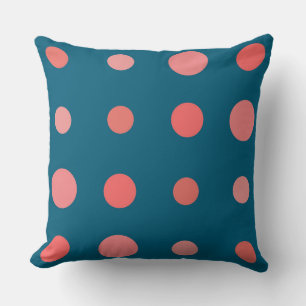 Salmon, Pink and Blue dots Cushion