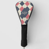 Salmon Pink and Navy Argyle Pattern