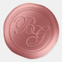 Salmon Pink Calligraphy Monogram Wax Seal Stickers