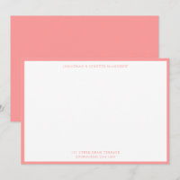 Salmon Pink Classic Border Flat Note Card