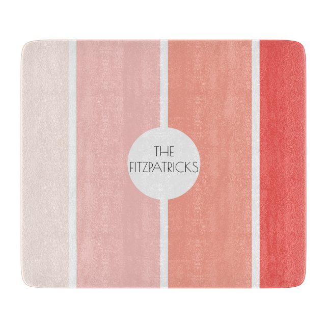 Salmon Pink Colour Blocks Modern Hip Charcuterie Cutting Board (Front)
