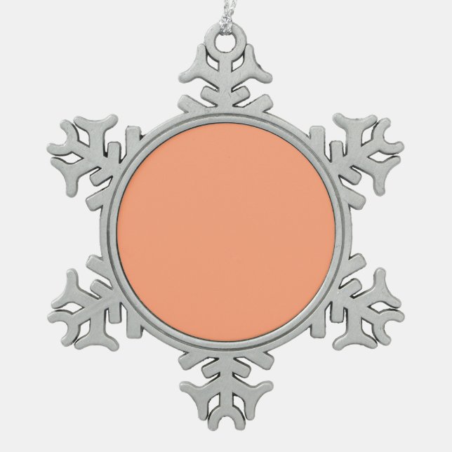 Salmon Pink Decor Background Customisable Snowflake Pewter Christmas Ornament (Front)