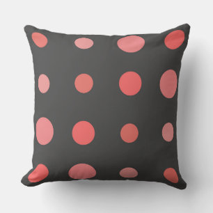 Salmon, pink dots on Grey Cushion