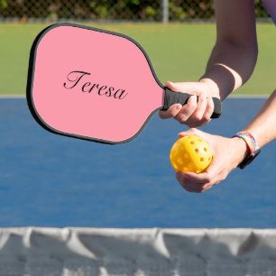 Salmon Pink Elegant Name   Trendy Minimalist Pickleball Paddle