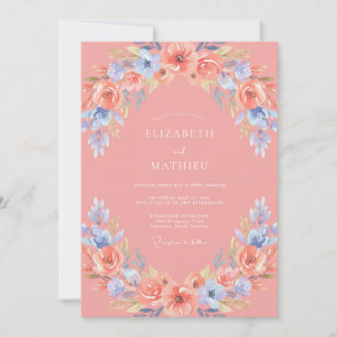 Salmon Pink Ethereal Spring Wedding Invitation