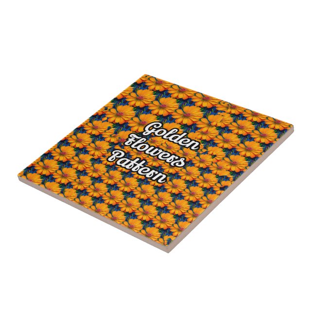 Salmon Pink Floral Pattern Ceramic Tile (Side)