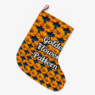 Salmon Pink Floral Pattern Large Christmas Stocking