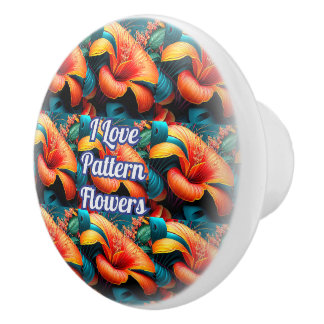 Salmon Pink Flowers Pattern Ceramic Knob