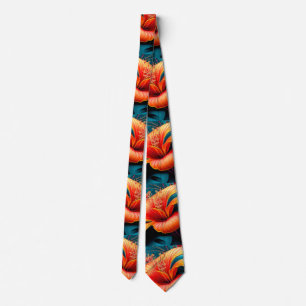 Salmon Pink Flowers Pattern Tie
