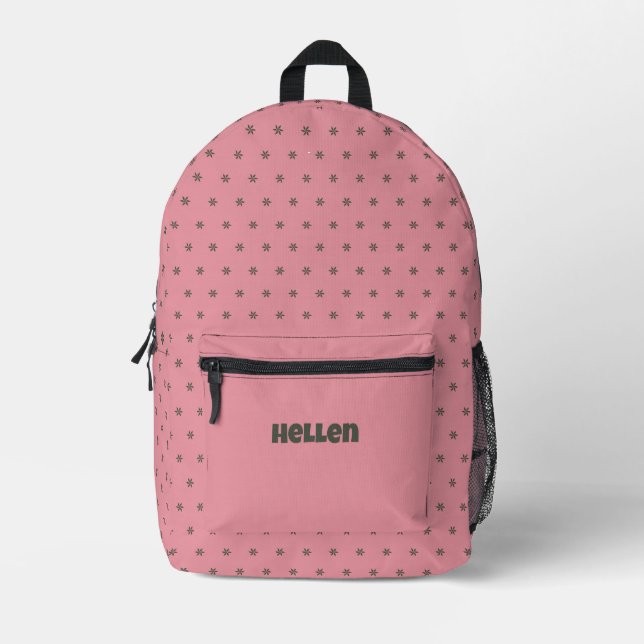 salmon pink geometric printed backpack (Front)