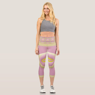 Salmon pink graphic modern design capri leggings