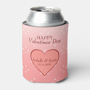 Salmon Pink Heart Can Cooler