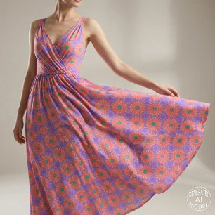 Salmon Pink Lavender Purple Teal Green Geometric Fabric