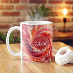 Salmon Pink Modern Abstract Swirling Coffee Mug