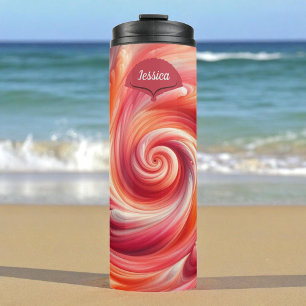 Salmon Pink Modern Abstract Swirling Thermal Tumbler