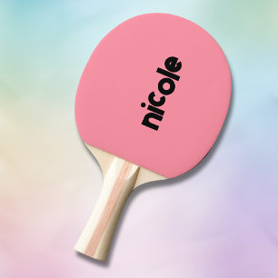 Salmon Pink Modern Name Trendy Minimalist Ping Pong Paddle