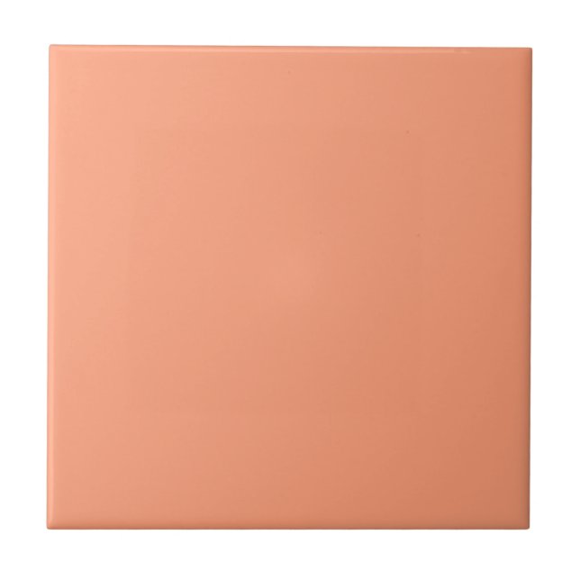 Salmon Pink Orange Solid Colour Plain Ceramic Tile (Front)