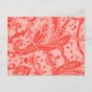 Salmon Pink Paisley Postcard