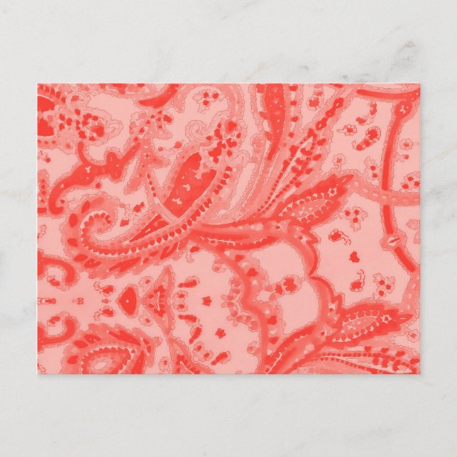 Salmon Pink Paisley Postcard (Front)