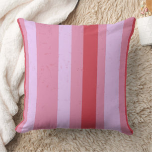 Salmon Pink Red and Lavender Purple Flecks Stripes Cushion