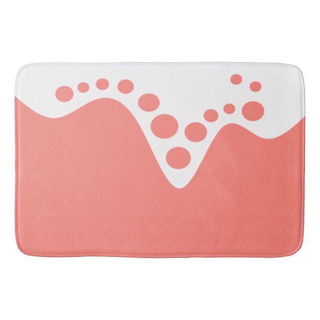 Salmon Pink soft wave and bubbles Bath Mat (Front)