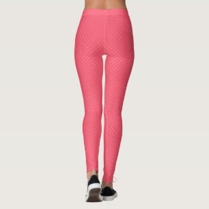 Salmon Pink-White Polka Dots-LEGGINGS Leggings