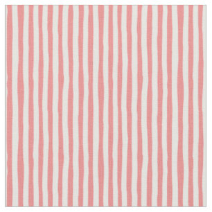 Salmon Pink & White Wonky Stripes Fabric