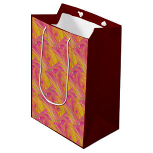 Salmon pink with sunshine orange art design medium gift bag