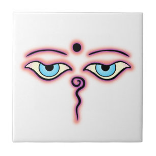 Salmon Purple Buddha Eyes.png Ceramic Tile
