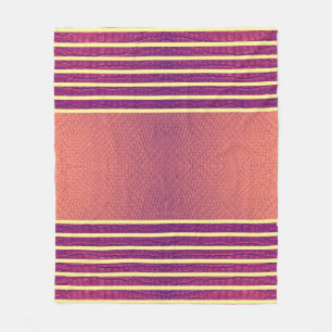 Salmon & Purple Exotic Faux Snake Leather Stripe Fleece Blanket