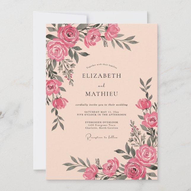 Salmon Refined Vintage Wedding Invitation (Front)