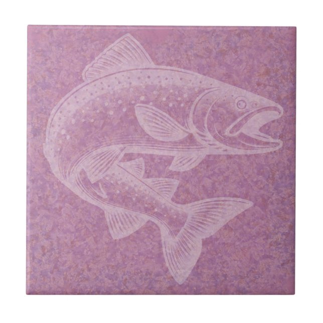 Salmon Rising Ceramic Tile (Front)