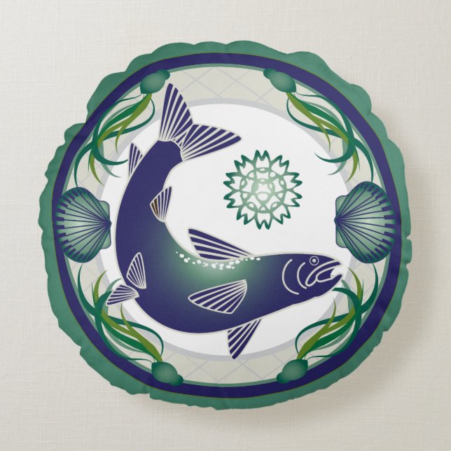 Salmon round pillow (Front)
