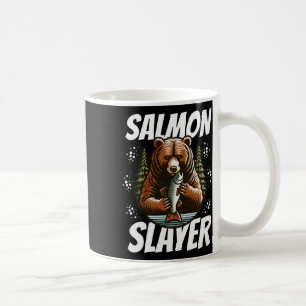 Salmon Slayer Funny Bear Fishing Salmon Fish Coffee Mug