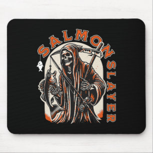 Salmon Slayer Funny Skeleton Fishing Salmon Fish  Mouse Pad