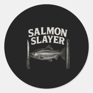 Salmon Slayer Tee Steelhead And Salmon Fishing Classic Round Sticker