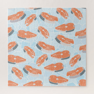 Salmon Steak Ice Vintage Texture Jigsaw Puzzle