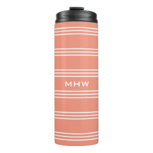 Salmon Stripes custom monogram tumbler