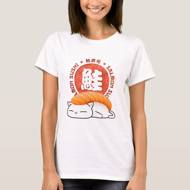 Salmon Sushi Cat T-Shirt (Front)
