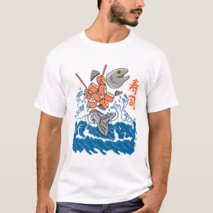Salmon Sushi in the Wave T-Shirt