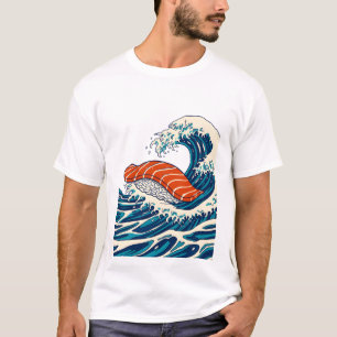 Salmon Sushi Nigiri Great Wave Japanese Art T-Shirt
