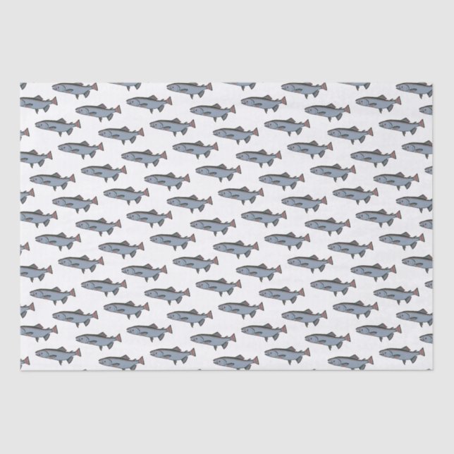 Salmon Swimming Pattern PNW Fishing Fish Gift Wrap Tissue Paper (Front)