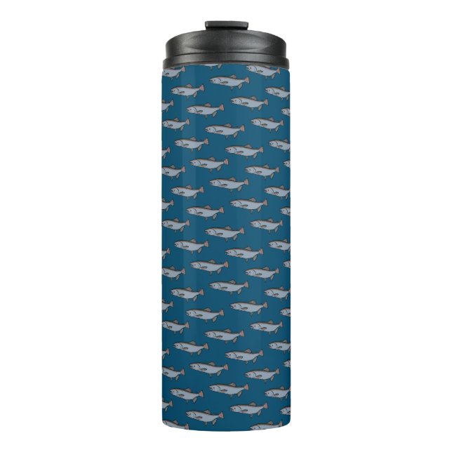 Salmon Swimming Pattern PNW Fishing Fish River Thermal Tumbler (Front)