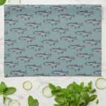 Salmon Swimming Pattern PNW Fishing Fish Tea Towel<br><div class="desc">Decorate your kitchen with this cool art towel. Makes a great housewarming,  birthday or wedding gift! 
You can customise it and add text too.
Check my shop for lots more colours and patterns!</div>