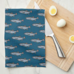 Salmon Swimming Pattern PNW Fishing Fish  Tea Towel<br><div class="desc">Decorate your kitchen with this cool art towel. Makes a great housewarming,  birthday or wedding gift! 
You can customise it and add text too.
Check my shop for lots more colours and patterns!</div>