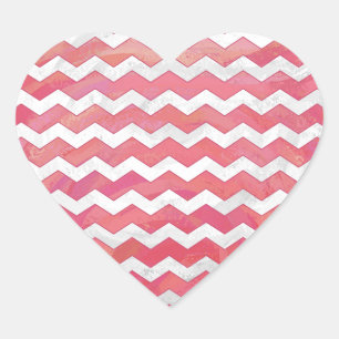 Salmon Swirl Chevron Pattern Heart Sticker