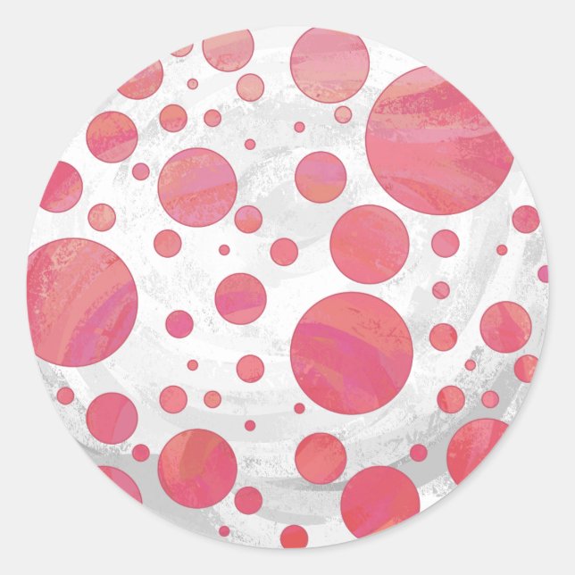 Salmon Swirl Dot Pattern Classic Round Sticker (Front)