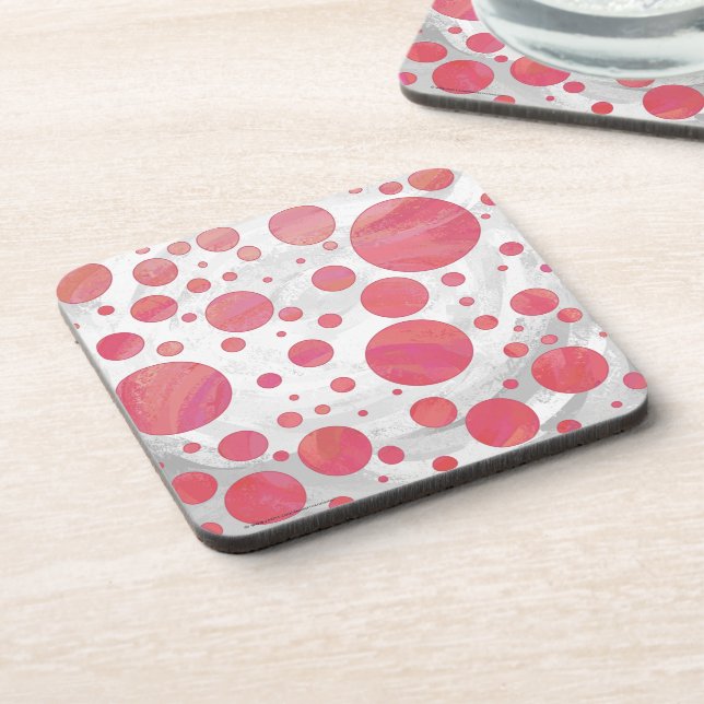 Salmon Swirl Dot Pattern Coaster (Left Side)